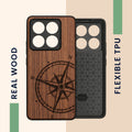 kwmobile Case Compatible with Xiaomi 14T Pro Phone Cover TPU Phone Case Compass Vintage