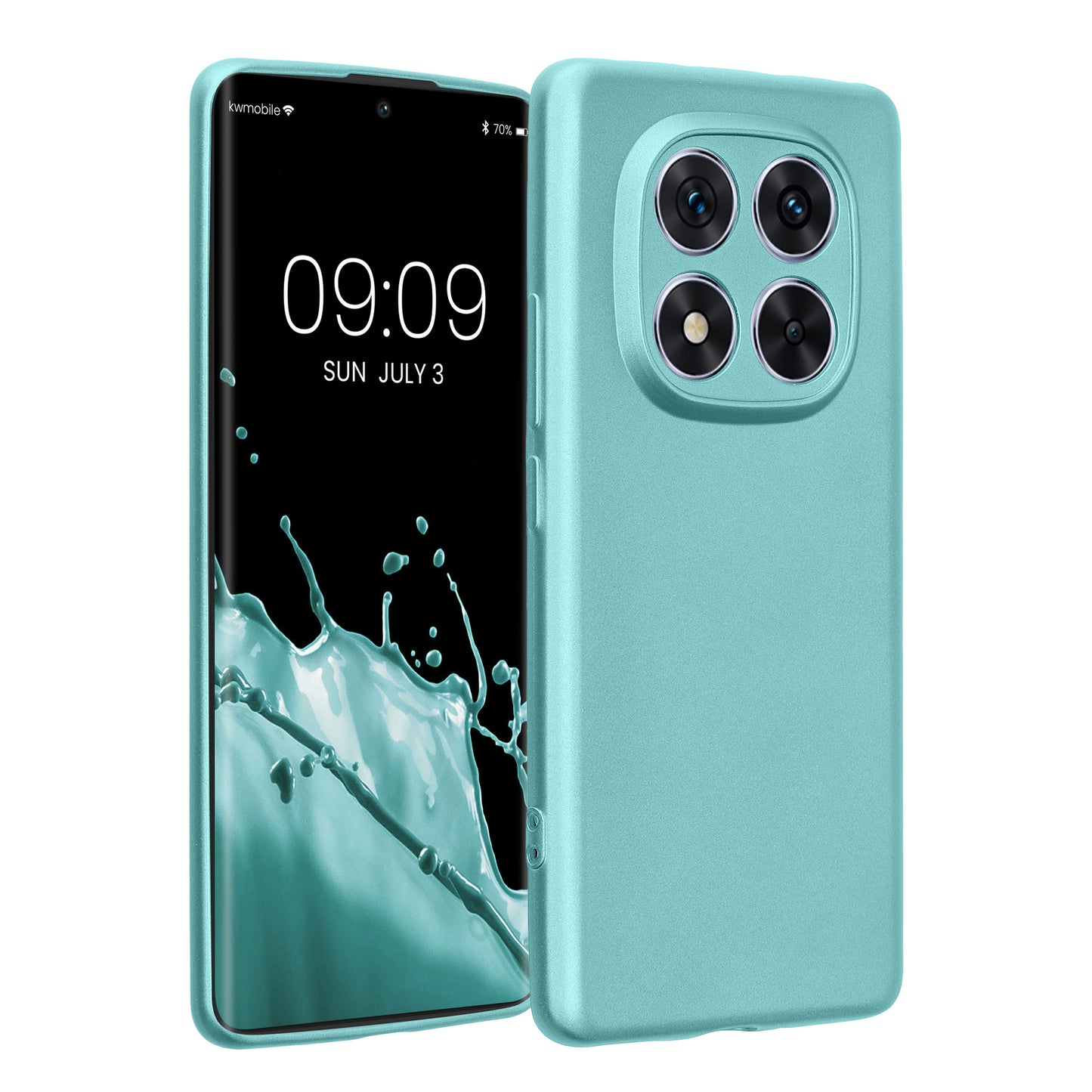 kwmobile Handyhülle kompatibel mit Xiaomi Redmi Note 14 Pro 5G / Poco X7 Hülle - weiche Silikon Case metallisch schimmernd in Metallic Mintgrün Metallic Mintgrün  