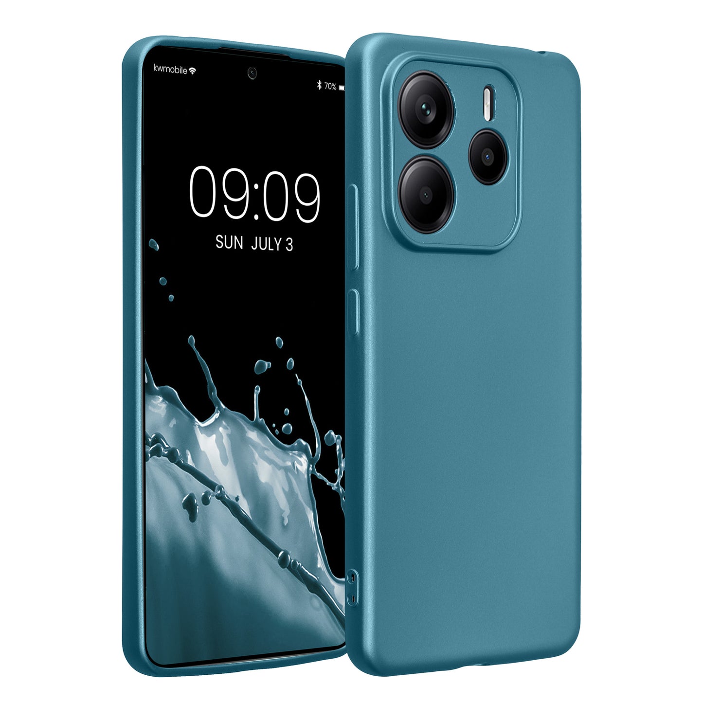 kwmobile Handyhülle kompatibel mit Xiaomi Redmi Note 14 5G (Nicht für 4G) Hülle - weiche Silikon Case metallisch schimmernd in Metallic Karibikblau Metallic Karibikblau  
