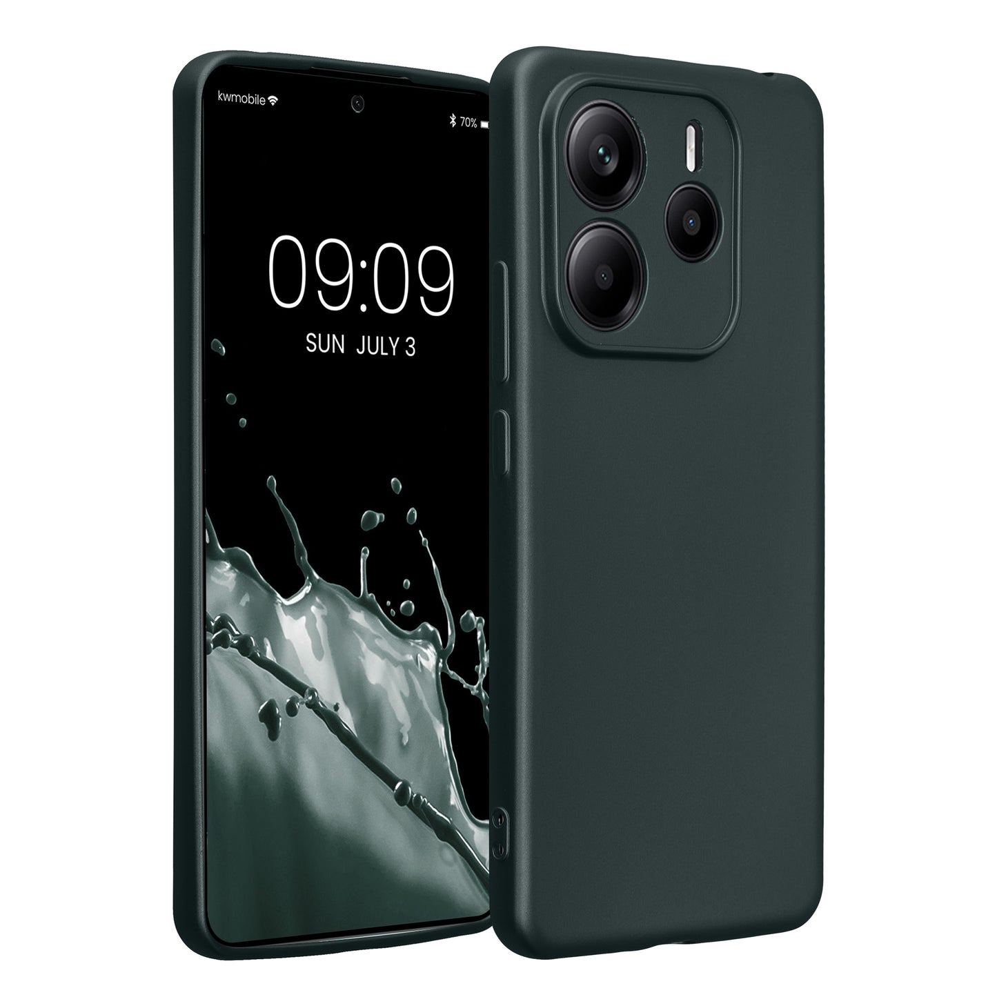 kwmobile Handyhülle kompatibel mit Xiaomi Redmi Note 14 5G (Nicht für 4G) Hülle - weiche Silikon Case metallisch schimmernd in Metallic Petrol Metallic Petrol  
