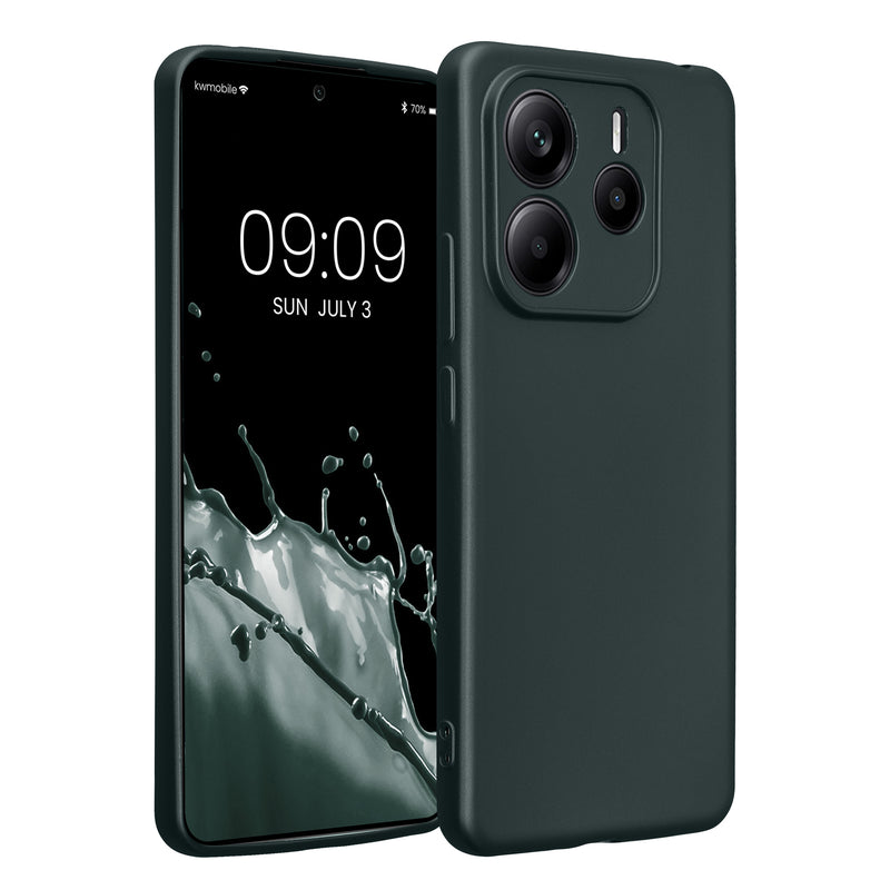 kwmobile Handyhülle kompatibel mit Xiaomi Redmi Note 14 5G (Nicht für 4G) Hülle - weiche Silikon Case metallisch schimmernd in Metallic Petrol Metallic Petrol  