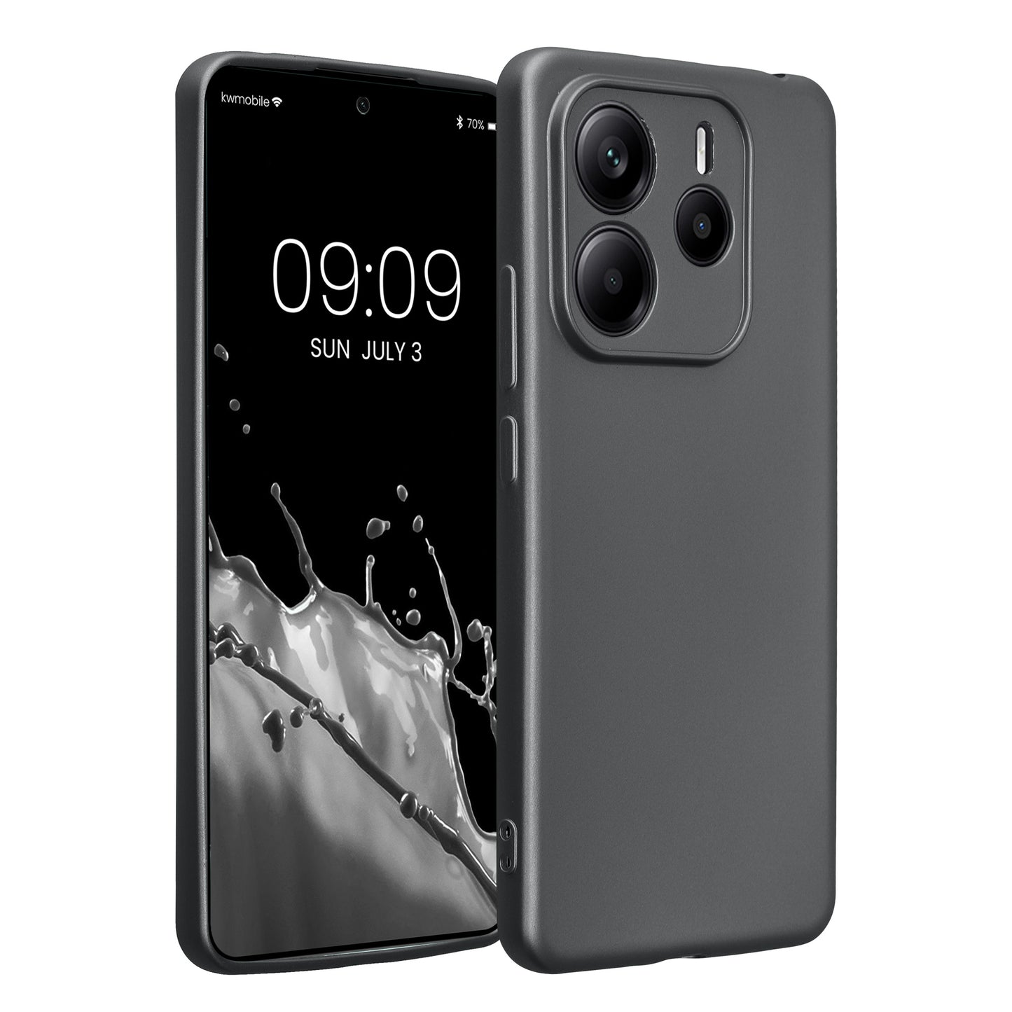 kwmobile Handyhülle kompatibel mit Xiaomi Redmi Note 14 5G (Nicht für 4G) Hülle - weiche Silikon Case metallisch schimmernd in Metallic Grau Metallic Grau  