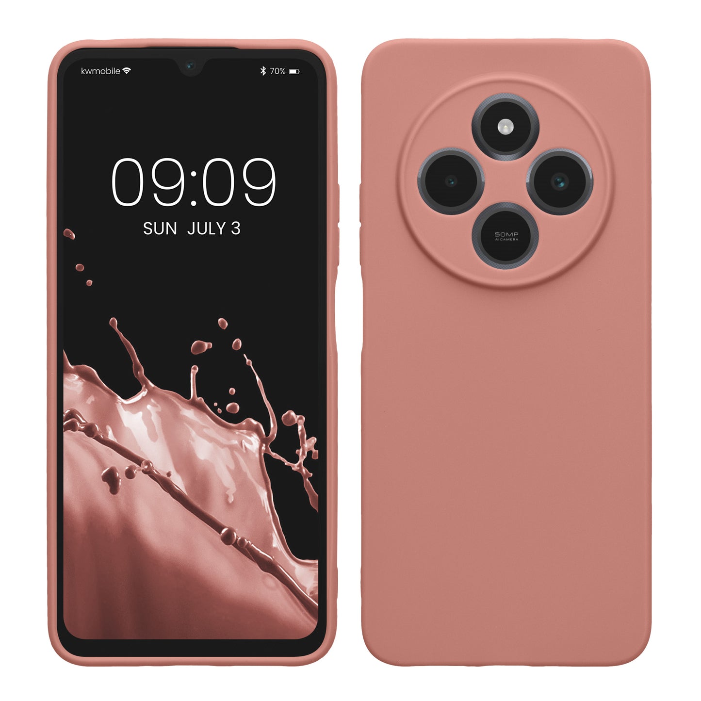 kwmobile Handyhülle kompatibel mit Xiaomi Redmi 14C / Poco C75 Hülle - Handy Case aus weichem Silikon in Winter Rose Winter Rose  