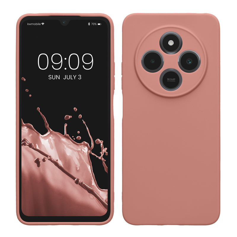 kwmobile Handyhülle kompatibel mit Xiaomi Redmi 14C / Poco C75 Hülle - Handy Case aus weichem Silikon in Winter Rose Winter Rose  