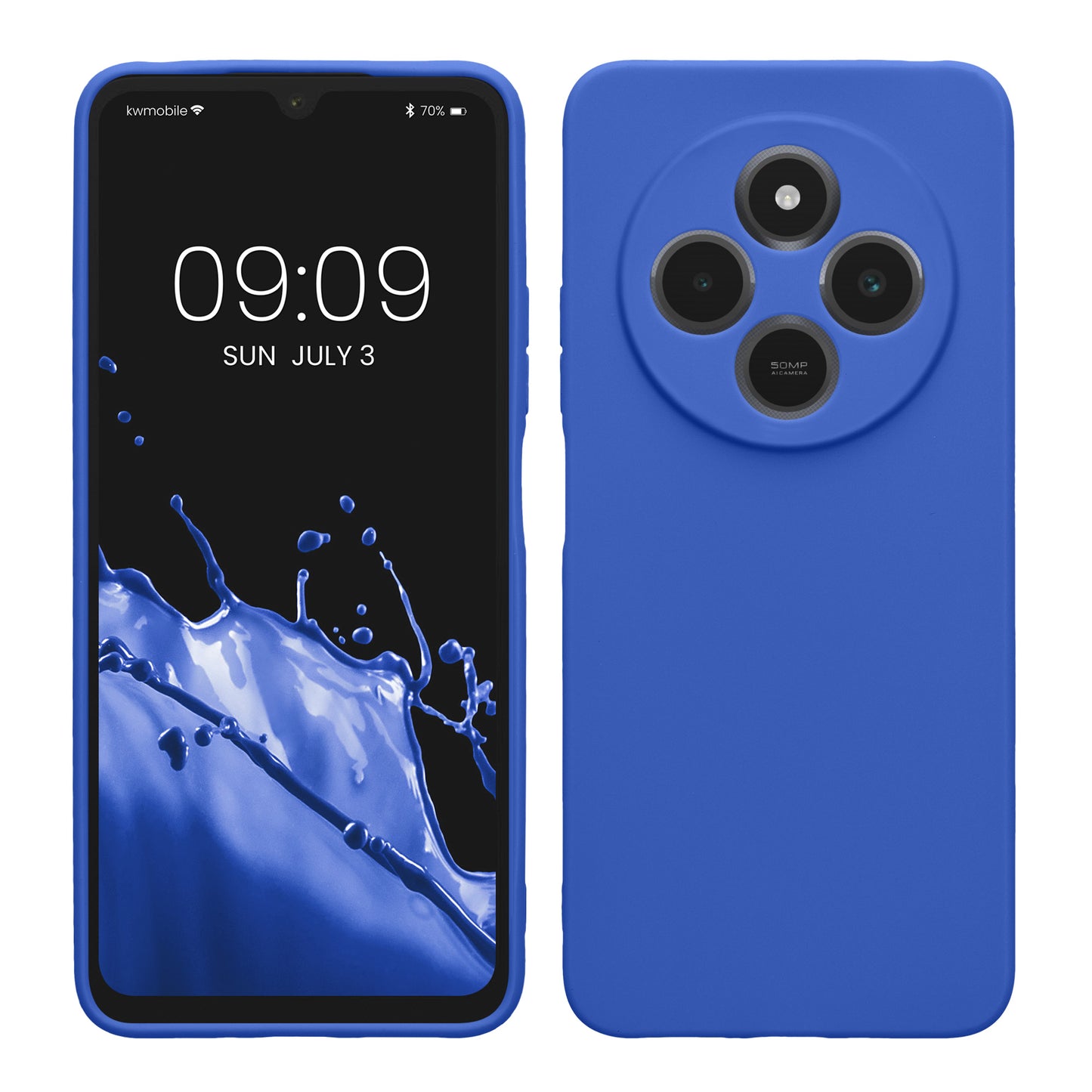 kwmobile Handyhülle kompatibel mit Xiaomi Redmi 14C / Poco C75 Hülle - Handy Case aus weichem Silikon in Baltik Blau Baltik Blau  