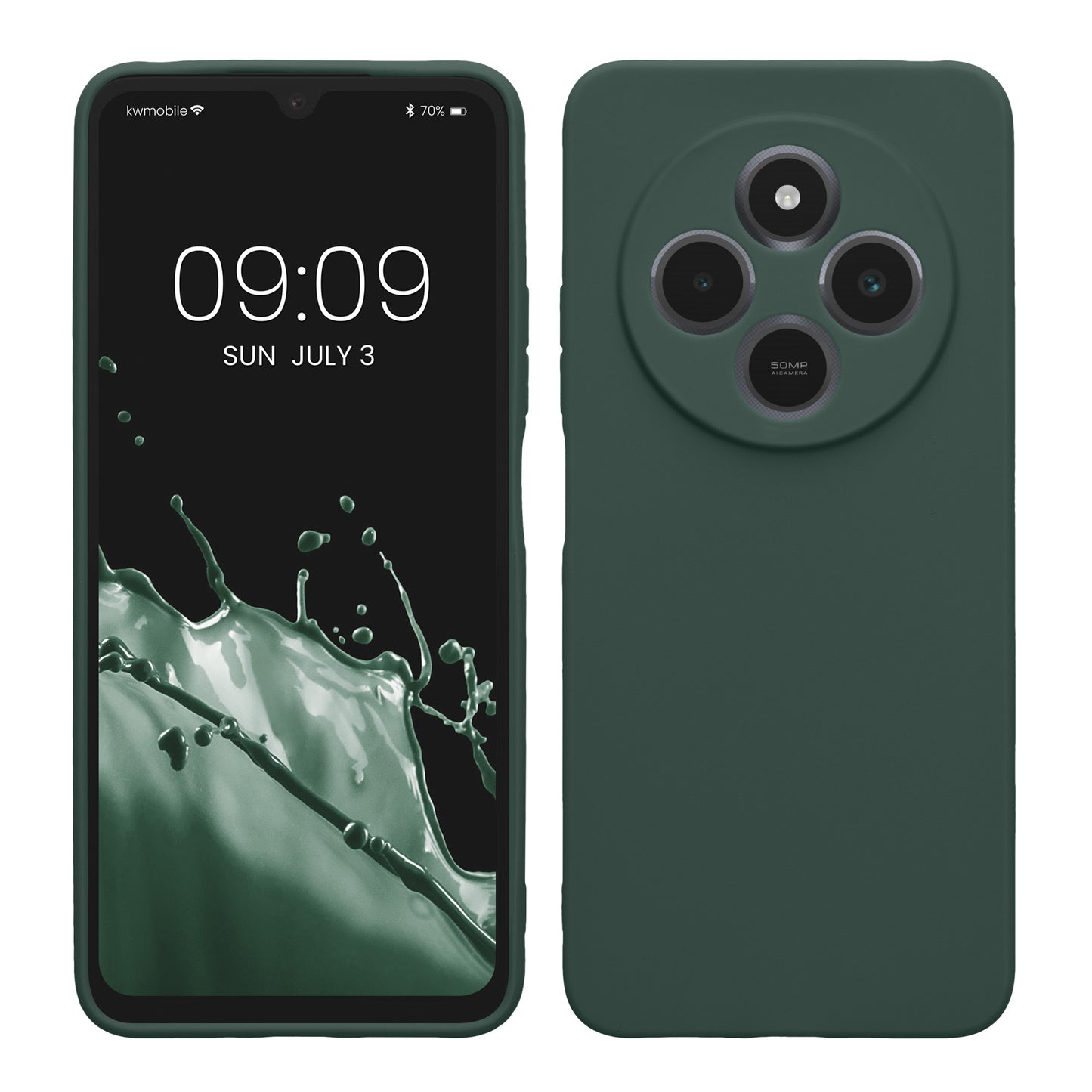 kwmobile Handyhülle kompatibel mit Xiaomi Redmi 14C / Poco C75 Hülle - Handy Case aus weichem Silikon in Moosgrün Moosgrün  