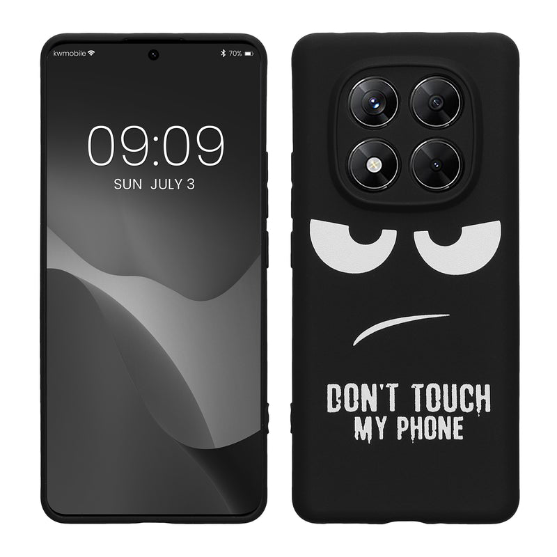 kwmobile Hülle kompatibel mit Xiaomi Redmi Note 14 Pro 5G / Poco X7 - Handyhülle Silikon Case - Don't touch my Phone Weiß Schwarz Weiß  [dsg01]