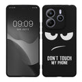 kwmobile Hülle kompatibel mit Xiaomi Redmi Note 14 5G (Nicht für 4G) - Handyhülle Silikon Case - Don't touch my Phone Weiß Schwarz Weiß  [dsg01]