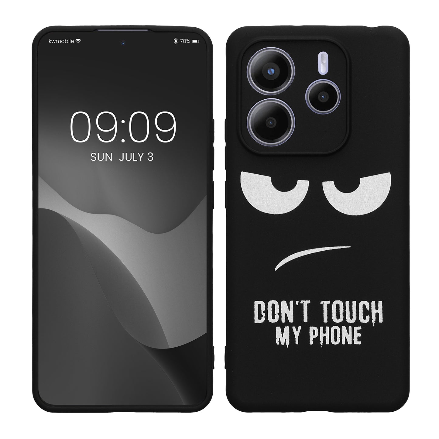 kwmobile Hülle kompatibel mit Xiaomi Redmi Note 14 5G (Nicht für 4G) - Handyhülle Silikon Case - Don't touch my Phone Weiß Schwarz Weiß  [dsg01]