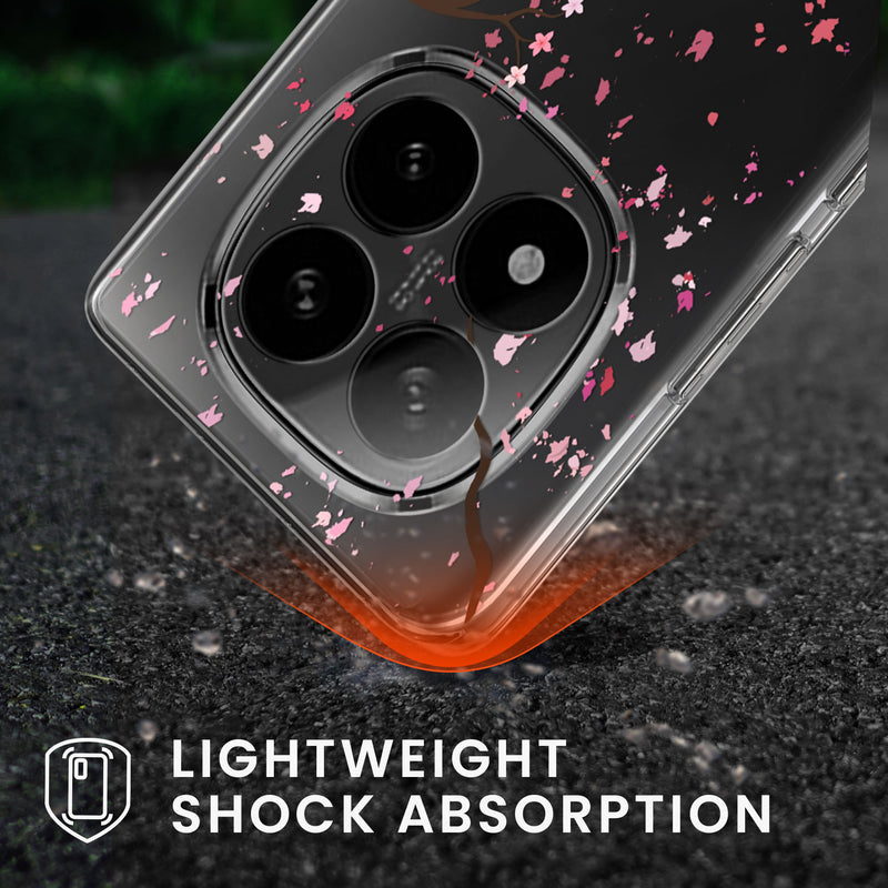 kwmobile Case Compatible with Xiaomi Redmi Note 14 Pro 5G / Poco X7 Phone Case - Silicone Case - With Glass Screen Protector - Cherry Blossom Petals