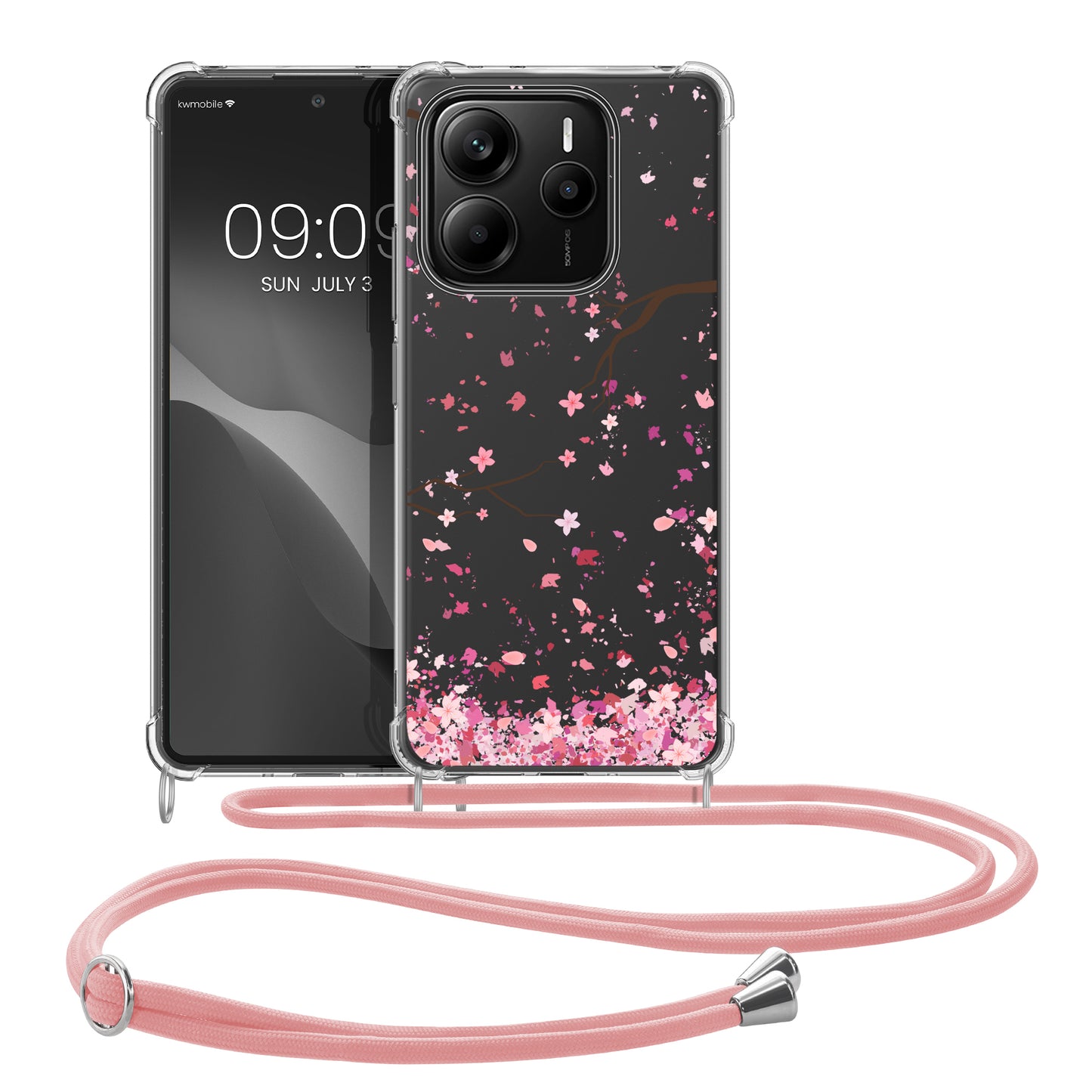 kwmobile Necklace Case compatible with Xiaomi Redmi Note 14 5G Silicone Cover with Lanyard