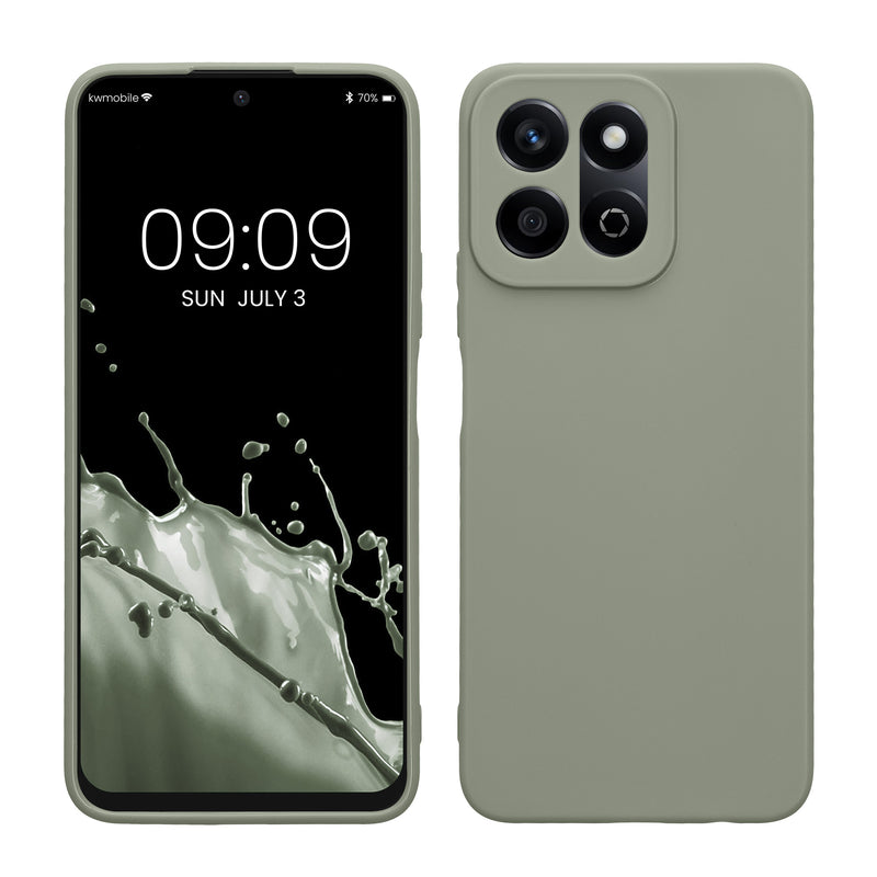 kwmobile Handyhülle kompatibel mit HONOR 200 Smart 5G / X7C 4G Hülle - Handy Case aus weichem Silikon in Graugrün Graugrün  