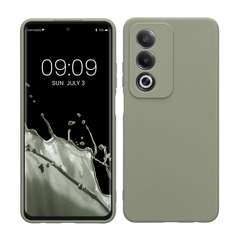 kwmobile Handyhülle kompatibel mit Oppo A80 5G Hülle - Handy Case aus weichem Silikon in Graugrün Graugrün  