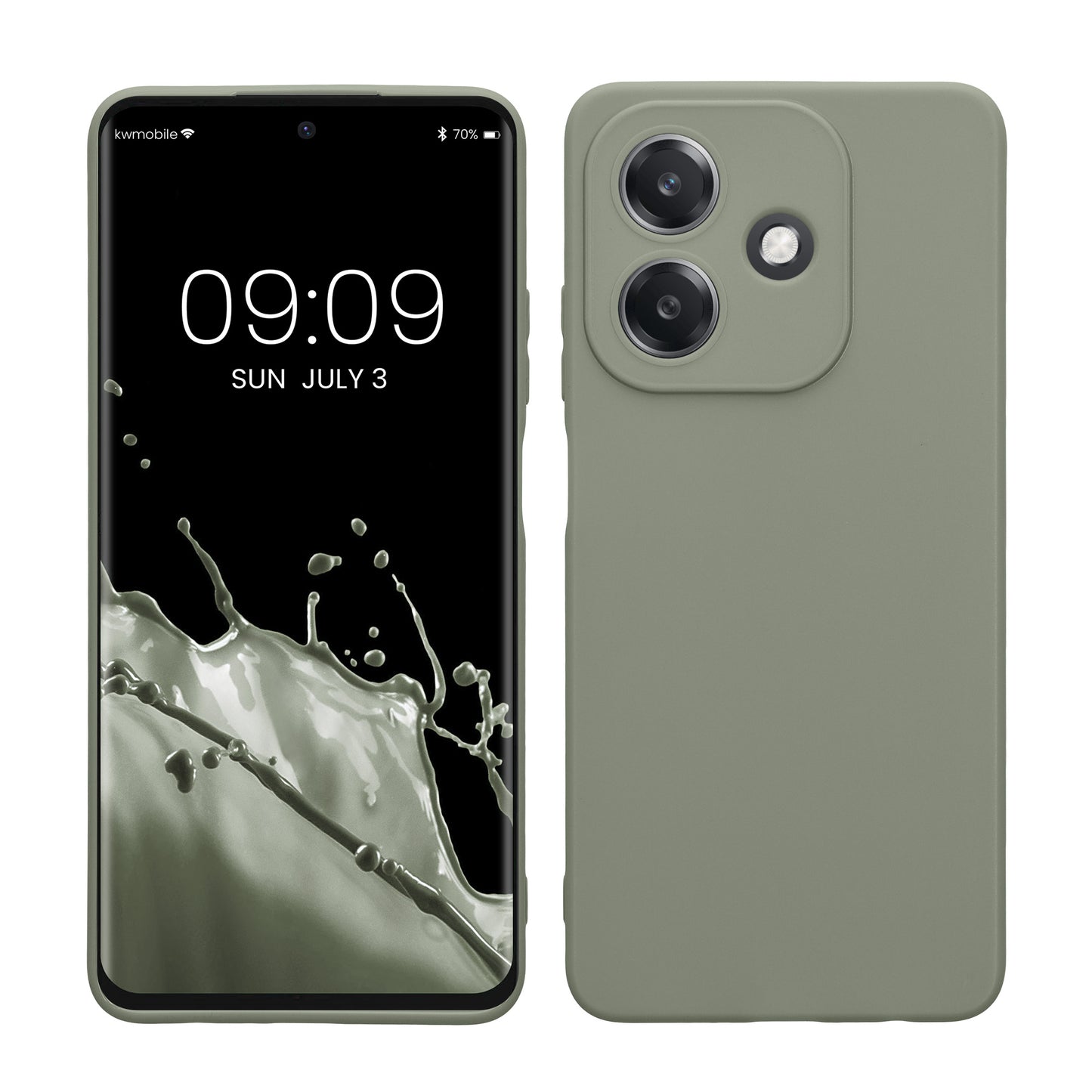 kwmobile Handyhülle kompatibel mit Oppo A40 4G / A40M 4G Hülle - Handy Case aus weichem Silikon in Graugrün Graugrün  