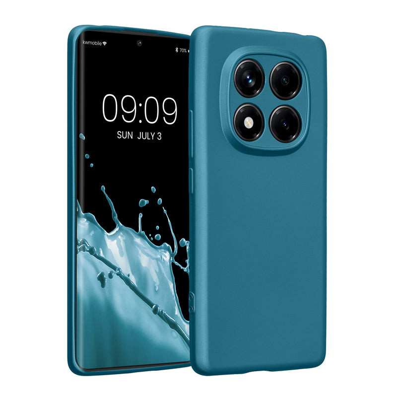 kwmobile Handyhülle kompatibel mit Xiaomi Redmi Note 14 Pro 4G Hülle - weiche Silikon Case metallisch schimmernd in Metallic Karibikblau Metallic Karibikblau  