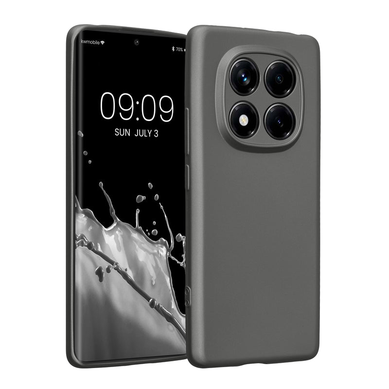 kwmobile Handyhülle kompatibel mit Xiaomi Redmi Note 14 Pro 4G Hülle - weiche Silikon Case metallisch schimmernd in Metallic Grau Metallic Grau  