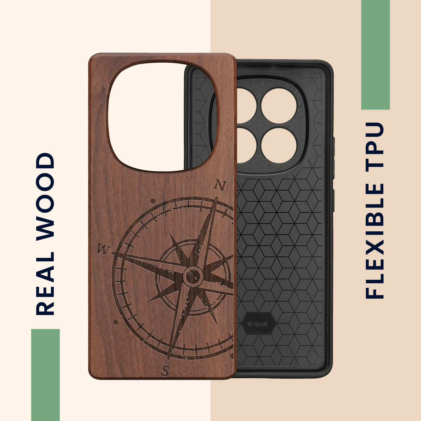 kwmobile Case Compatible with Xiaomi Redmi Note 14 Pro 4G Phone Cover TPU Phone Case Compass Vintage