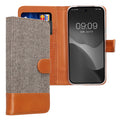 kwmobile Wallet Case kompatibel mit Google Pixel 9a - Hülle mit Ständer - Handyhülle Kartenfächer Hellgrau Braun Hellgrau  [dsg02]