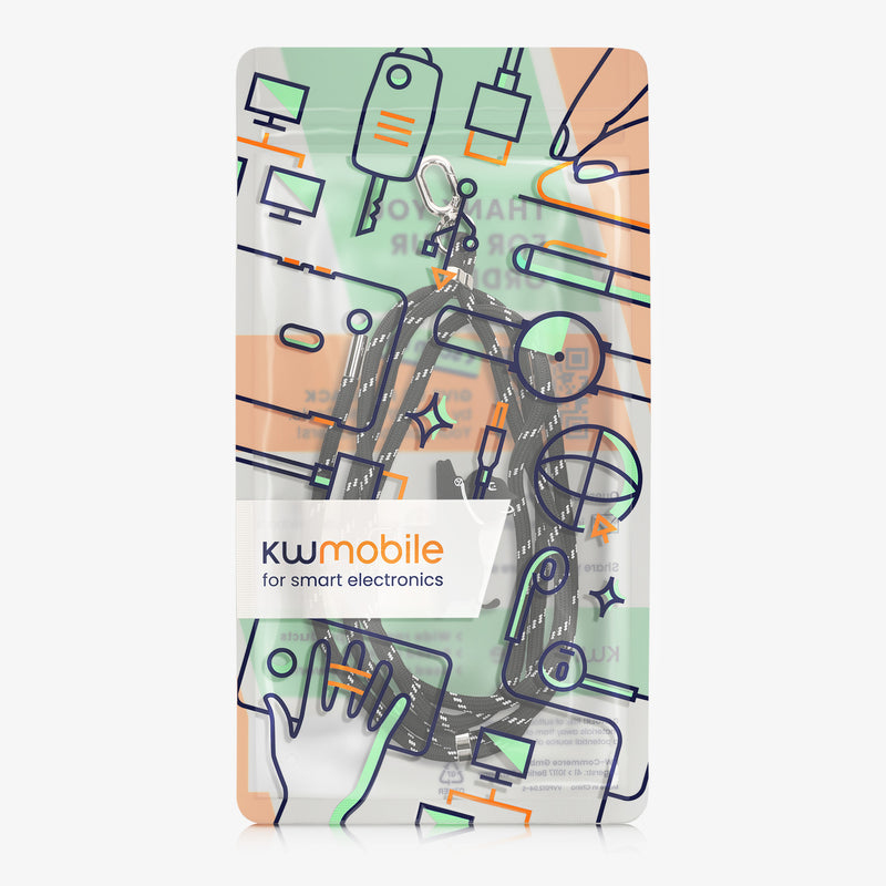 kwmobile Universal Nylon Phone Lanyard - Universal Crossbody Lanyard for Smartphone - Adjustable Phone Strap to Hang Around Neck