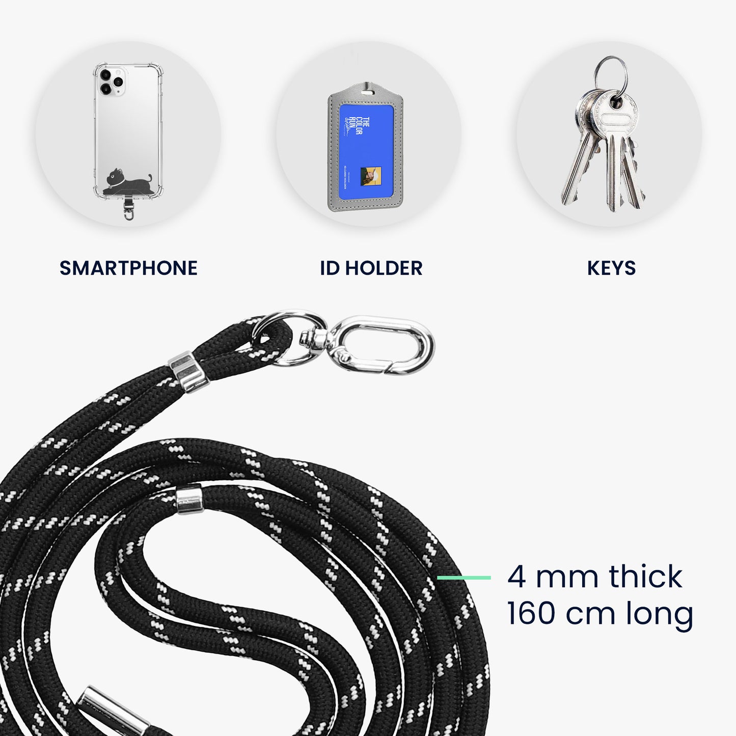 kwmobile Universal Nylon Phone Lanyard - Universal Crossbody Lanyard for Smartphone - Adjustable Phone Strap to Hang Around Neck