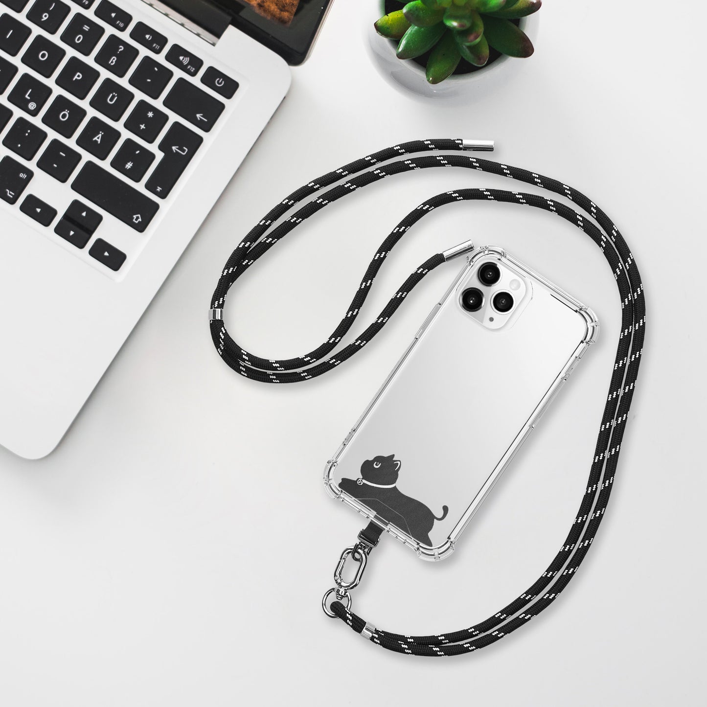 kwmobile Universal Nylon Phone Lanyard - Universal Crossbody Lanyard for Smartphone - Adjustable Phone Strap to Hang Around Neck