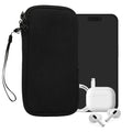 kwmobile Handytasche für XXL - 7" Hülle - Cord und Neopren Tasche mit Handschlaufe - Case 17,8 x 8,5 cm Innenmaße - Handyhülle in Schwarz Schwarz XXL 