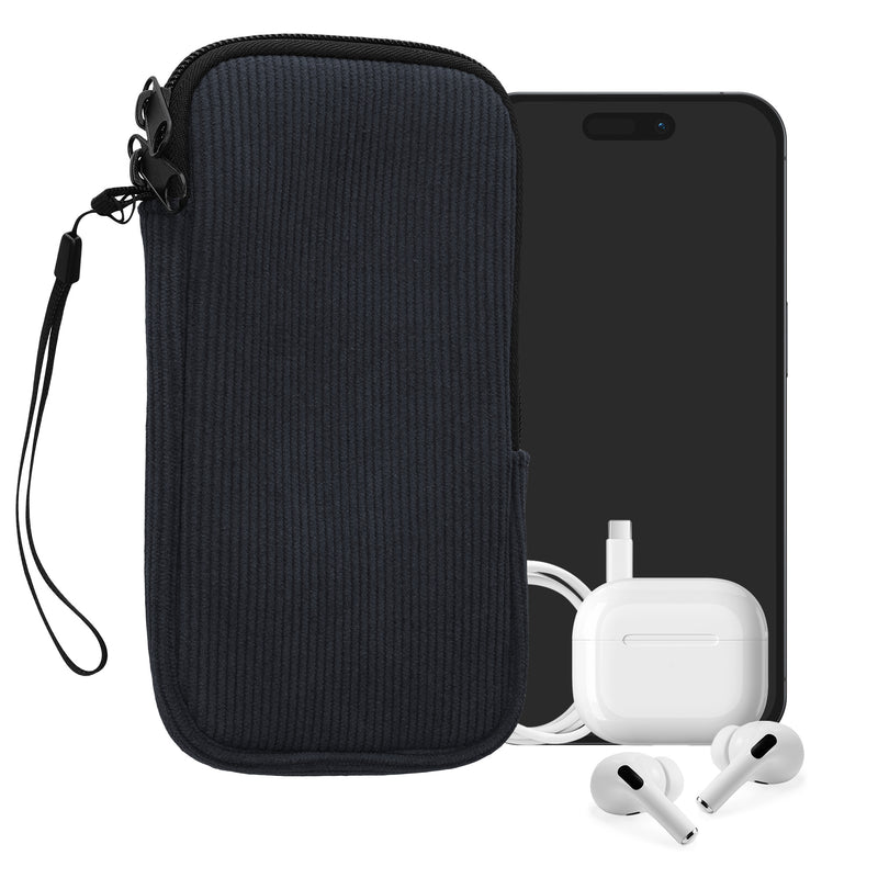kwmobile Handytasche für XXL - 7" Hülle - Cord und Neopren Tasche mit Handschlaufe - Case 17,8 x 8,5 cm Innenmaße - Handyhülle in Marineblau Marineblau XXL 
