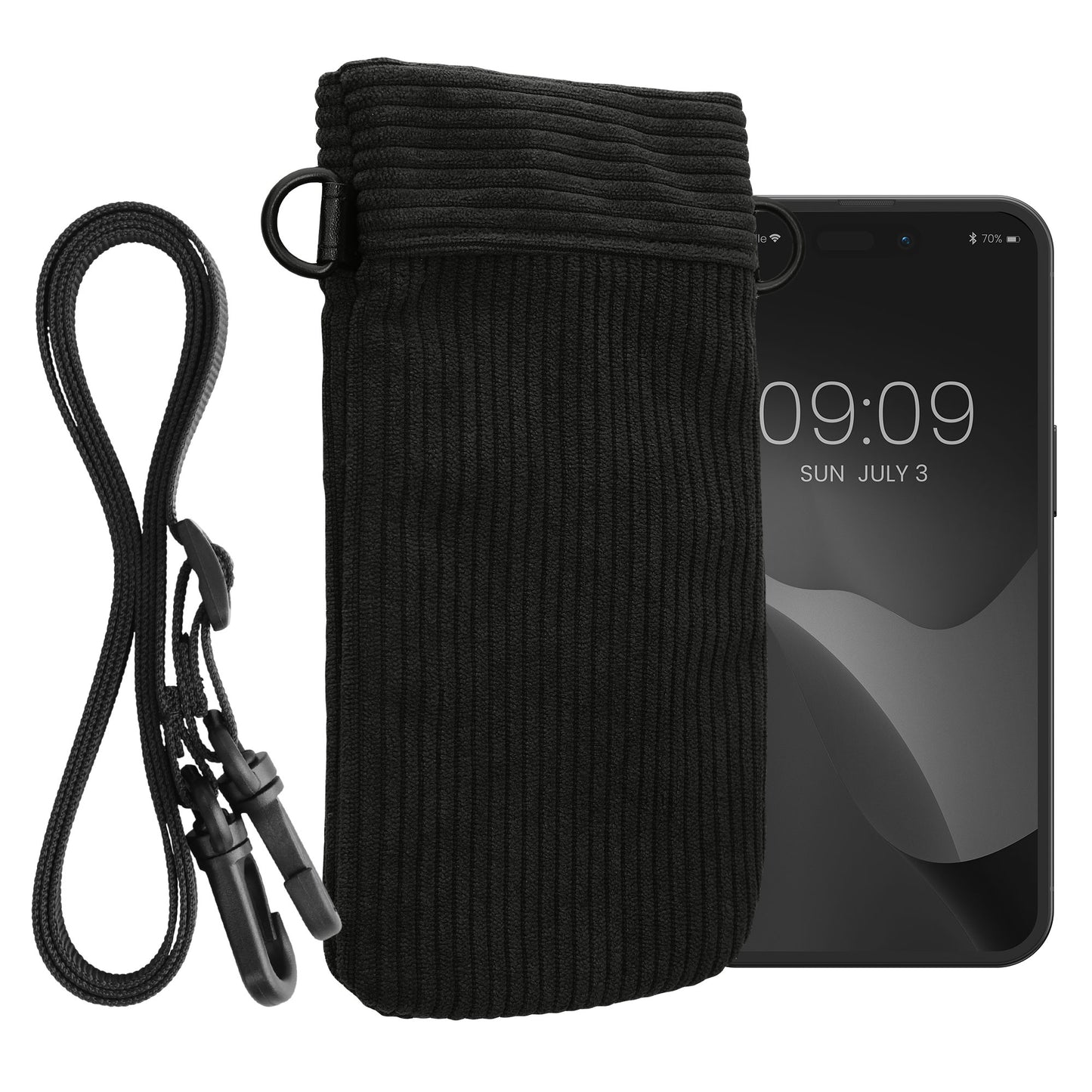 kwmobile Necklace Case für XXL - 7" Handyhülle - Cord Hülle mit Band - Handytasche - 17,8 x 8,5 cm Innenmaße - Schutzhülle in Schwarz Schwarz XXL 