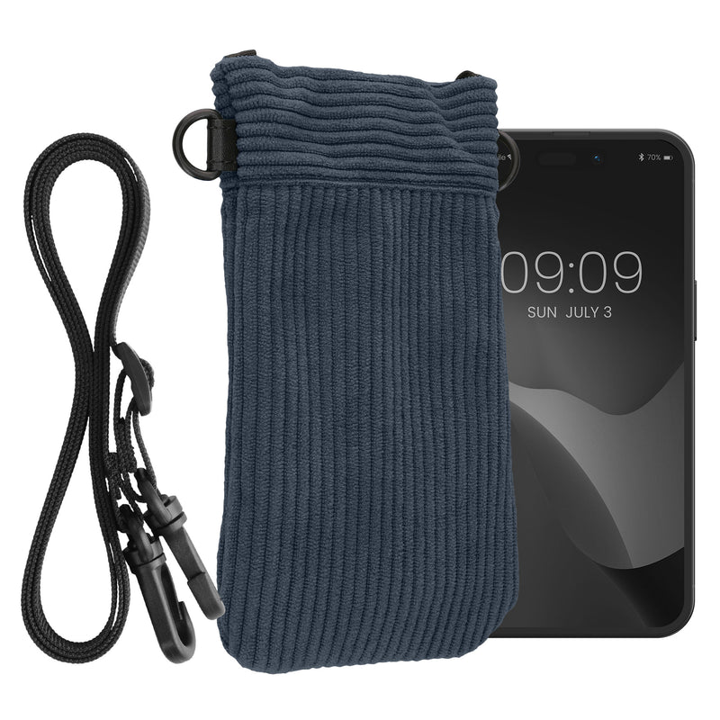 kwmobile Necklace Case für XXL - 7" Handyhülle - Cord Hülle mit Band - Handytasche - 17,8 x 8,5 cm Innenmaße - Schutzhülle in Vintage Blue Vintage Blue XXL 