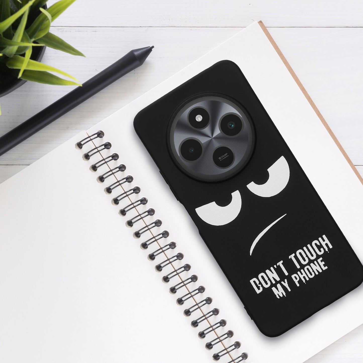 kwmobile Case Compatible with Xiaomi Redmi 14C / Poco C75 - Silicone Phone Cover - Don't touch my Phone