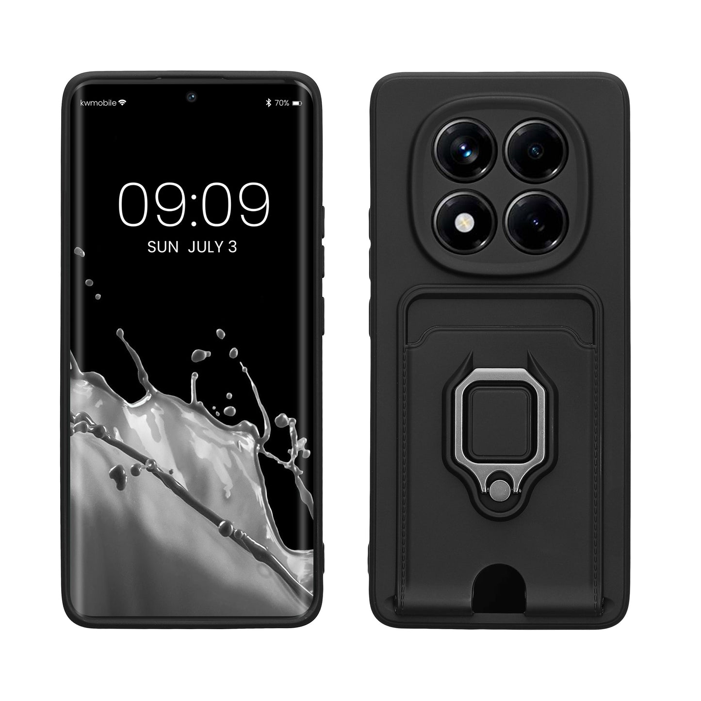 kwmobile Handyhülle kompatibel mit Xiaomi Redmi Note 14 Pro 5G / Poco X7 - Softcase mit Kameraschutz - Kartenfach - Schwarz Schwarz  
