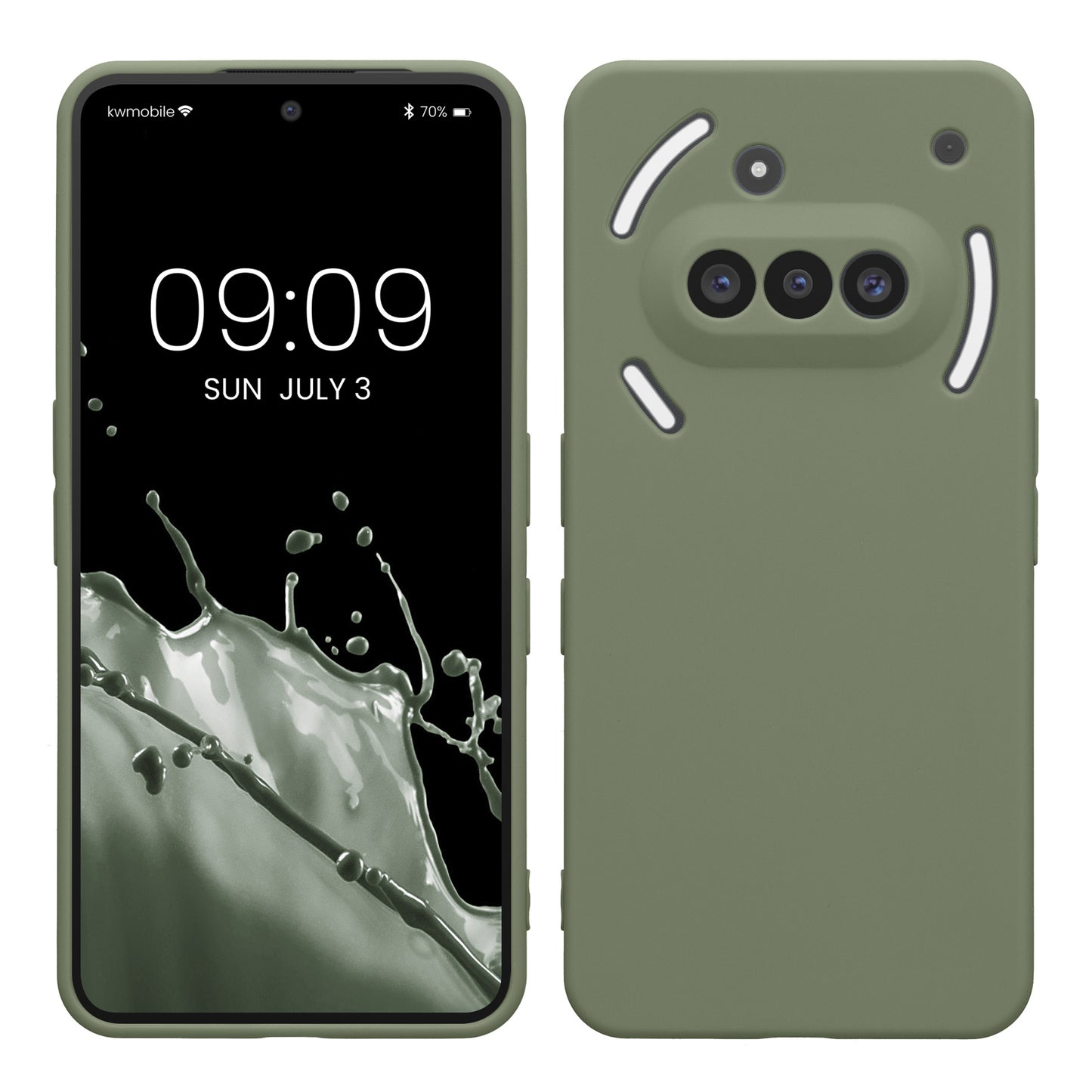 kwmobile Handyhülle kompatibel mit Nothing Phone 3a Hülle - Handy Case aus weichem Silikon in Graugrün Graugrün  