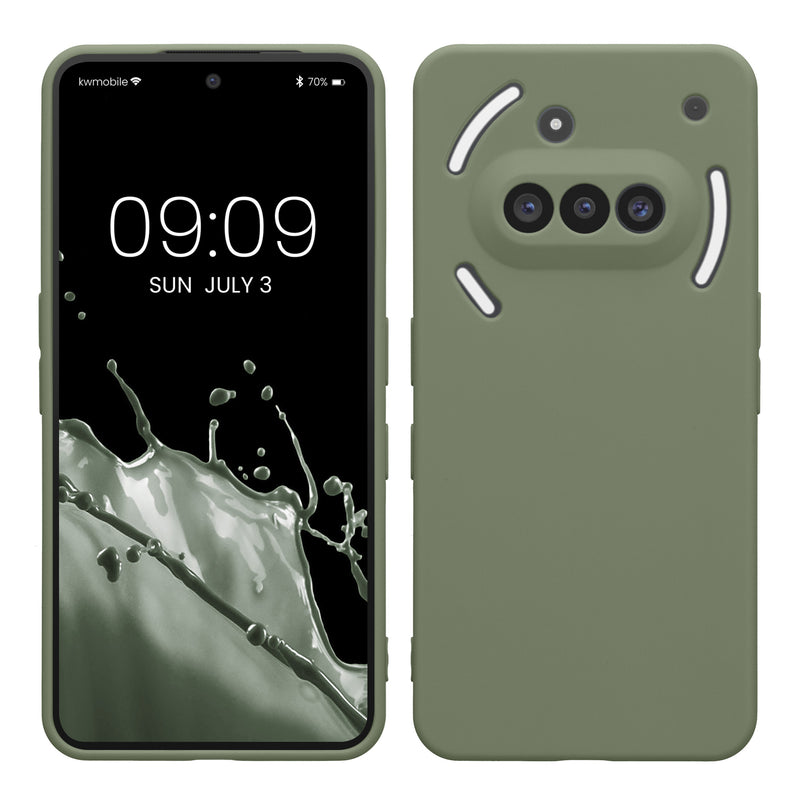 kwmobile Handyhülle kompatibel mit Nothing Phone 3a Hülle - Handy Case aus weichem Silikon in Graugrün Graugrün  