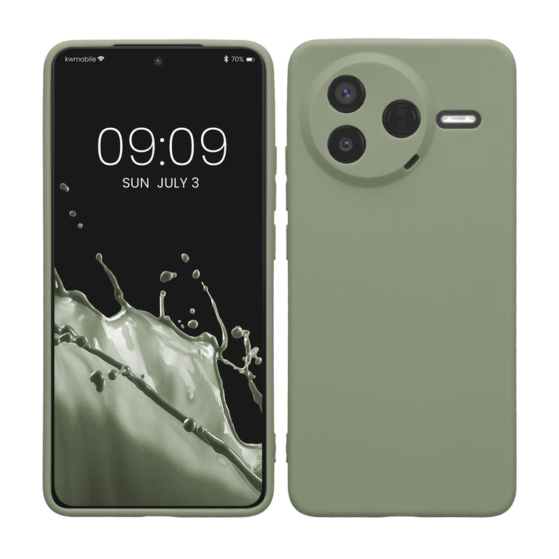 kwmobile Handyhülle kompatibel mit Xiaomi Poco F7 Pro Hülle - Handy Case aus weichem Silikon in Graugrün Graugrün  