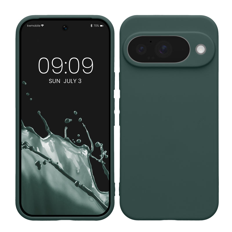 kwmobile Handyhülle kompatibel mit Google Pixel 10 Hülle - Handy Case aus weichem Silikon in Blaugrün Blaugrün  