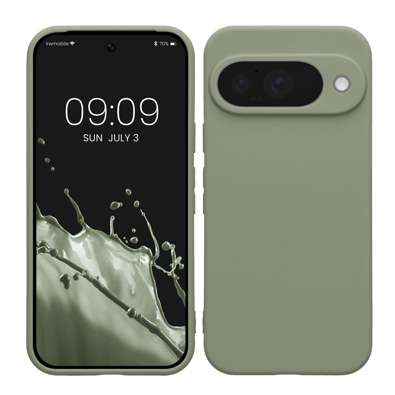 kwmobile Handyhülle kompatibel mit Google Pixel 10 Hülle - Handy Case aus weichem Silikon in Graugrün Graugrün  