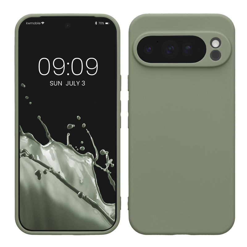 kwmobile Handyhülle kompatibel mit Google Pixel 10 Pro XL Hülle - Handy Case aus weichem Silikon in Graugrün Graugrün  