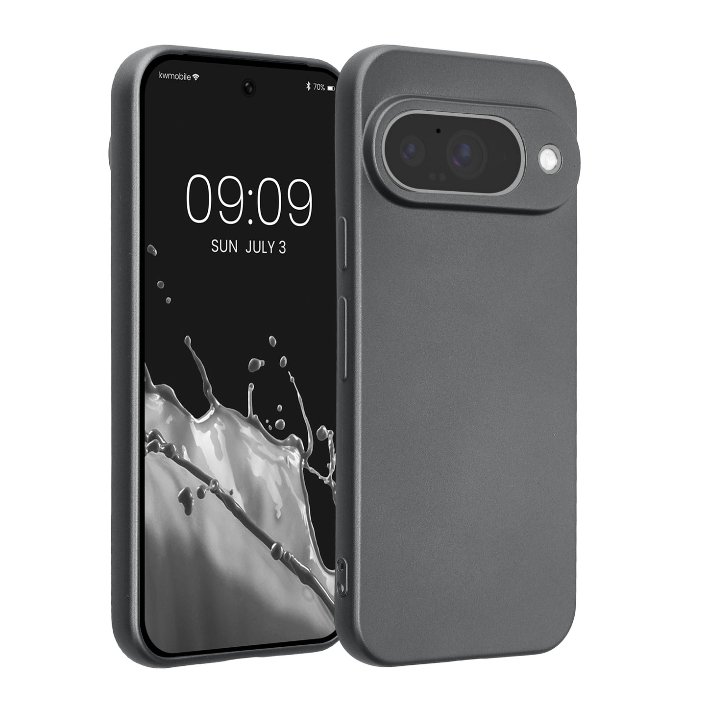 kwmobile Handyhülle kompatibel mit Google Pixel 10 Hülle - weiche Silikon Case metallisch schimmernd in Metallic Grau Metallic Grau  
