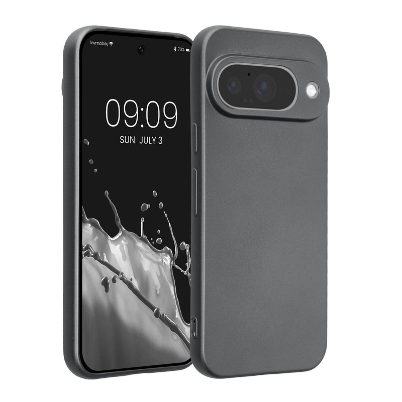 kwmobile Handyhülle kompatibel mit Google Pixel 10 Hülle - weiche Silikon Case metallisch schimmernd in Metallic Grau Metallic Grau  