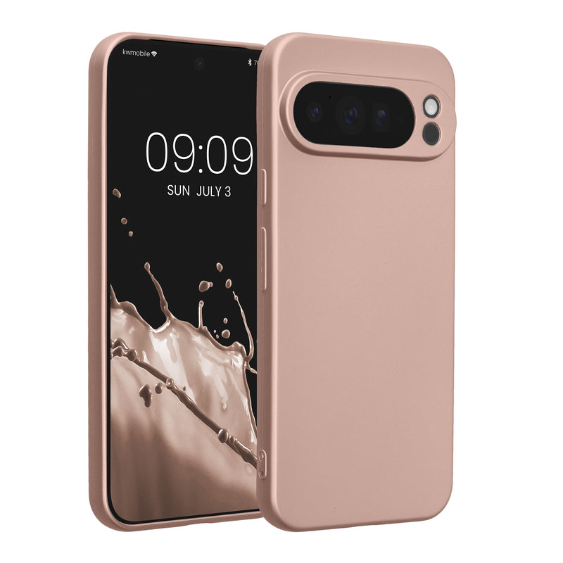 kwmobile Handyhülle kompatibel mit Google Pixel 10 Pro XL Hülle - weiche Silikon Case metallisch schimmernd in Metallic Rosegold Metallic Rosegold  