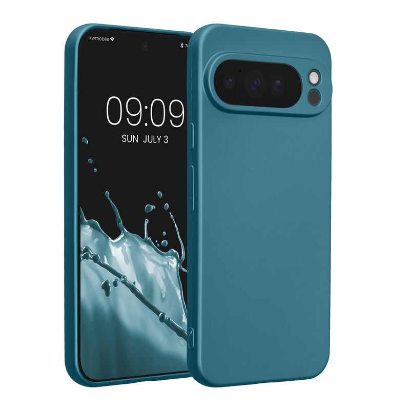 kwmobile Handyhülle kompatibel mit Google Pixel 10 Pro XL Hülle - weiche Silikon Case metallisch schimmernd in Metallic Karibikblau Metallic Karibikblau  