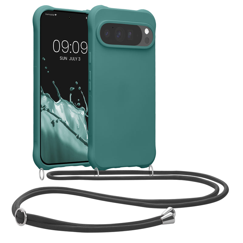 kwmobile Necklace Case kompatibel mit Google Pixel 10 Pro XL Hülle - Cover mit Kordel zum Umhängen - Silikon Schutzhülle Petrol Petrol  