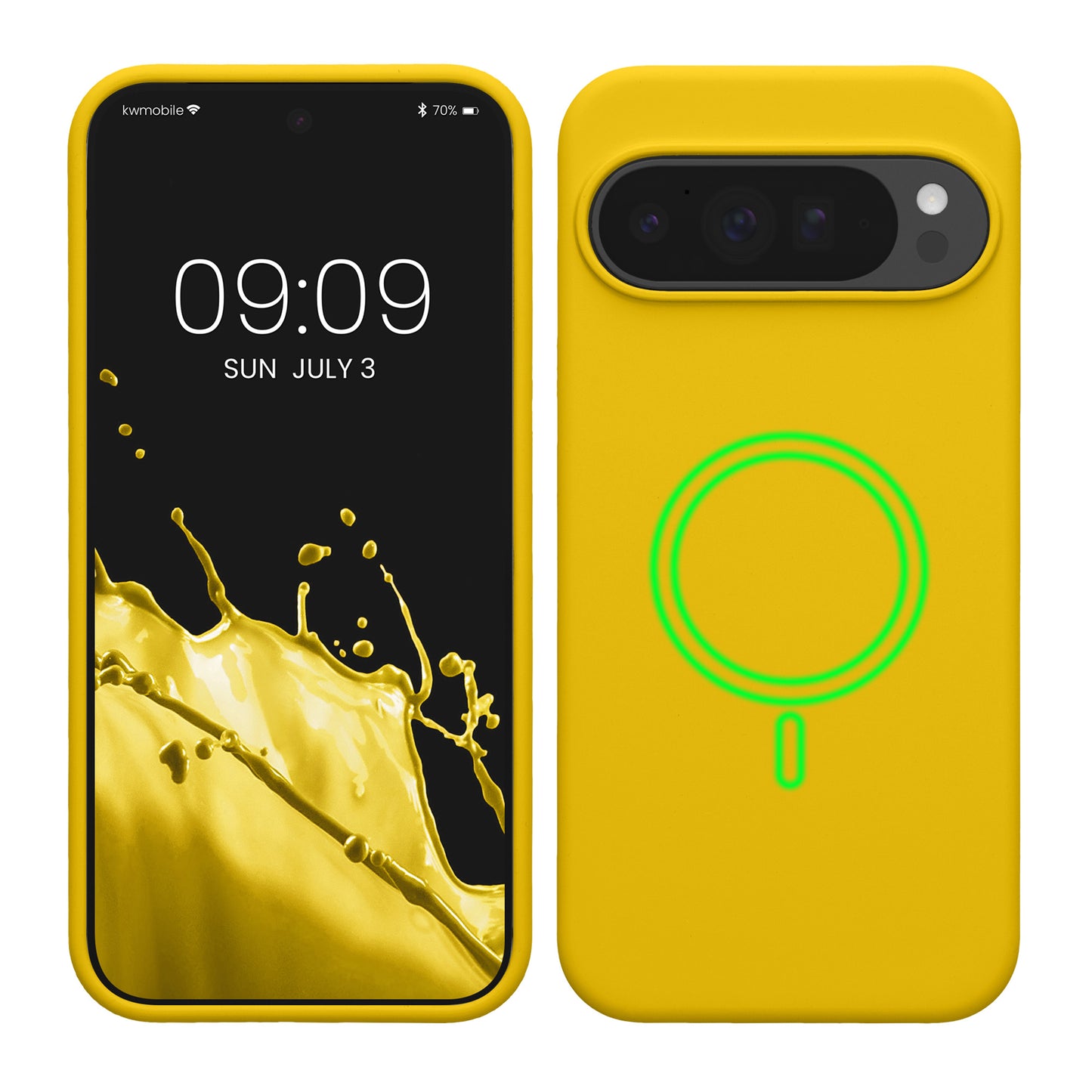 kwmobile Hülle kompatibel mit Google Pixel 10 Pro XL Hülle - magnetisches Silikon Case kompatibel mit MagSafe - Cover gummiert Strahlend Gelb Strahlend Gelb  