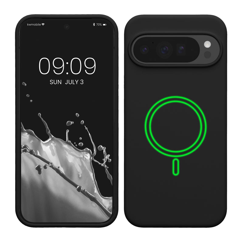 kwmobile Hülle kompatibel mit Google Pixel 10 Pro XL Hülle - magnetisches Silikon Case kompatibel mit MagSafe - Cover gummiert Schwarz Schwarz  