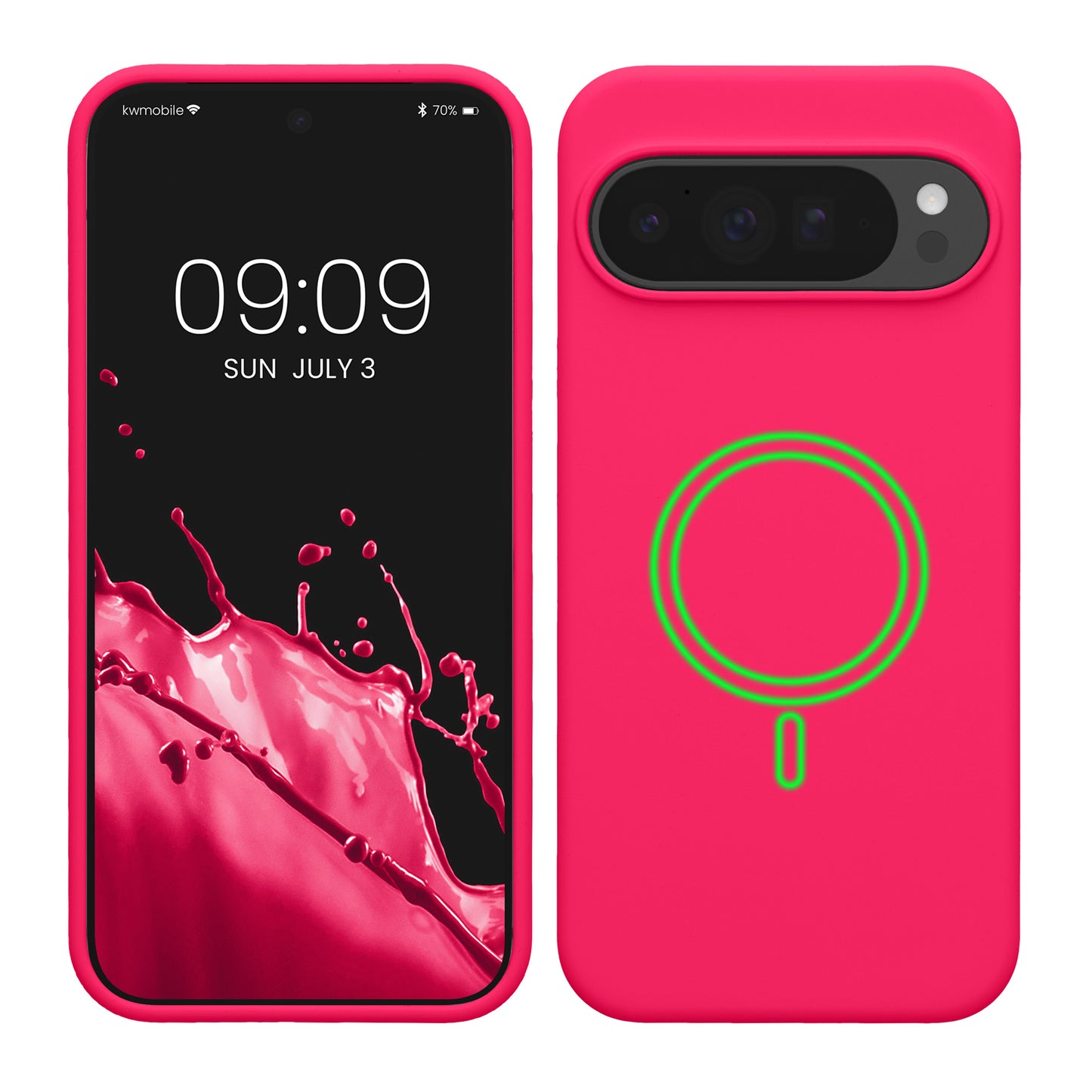 kwmobile Hülle kompatibel mit Google Pixel 10 Pro XL Hülle - magnetisches Silikon Case kompatibel mit MagSafe - Cover gummiert Neon Pink Neon Pink  