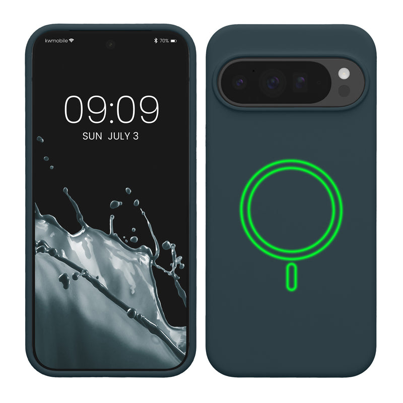 kwmobile Hülle kompatibel mit Google Pixel 10 Pro XL Hülle - magnetisches Silikon Case kompatibel mit MagSafe - Cover gummiert Dunkler Schiefer Dunkler Schiefer  