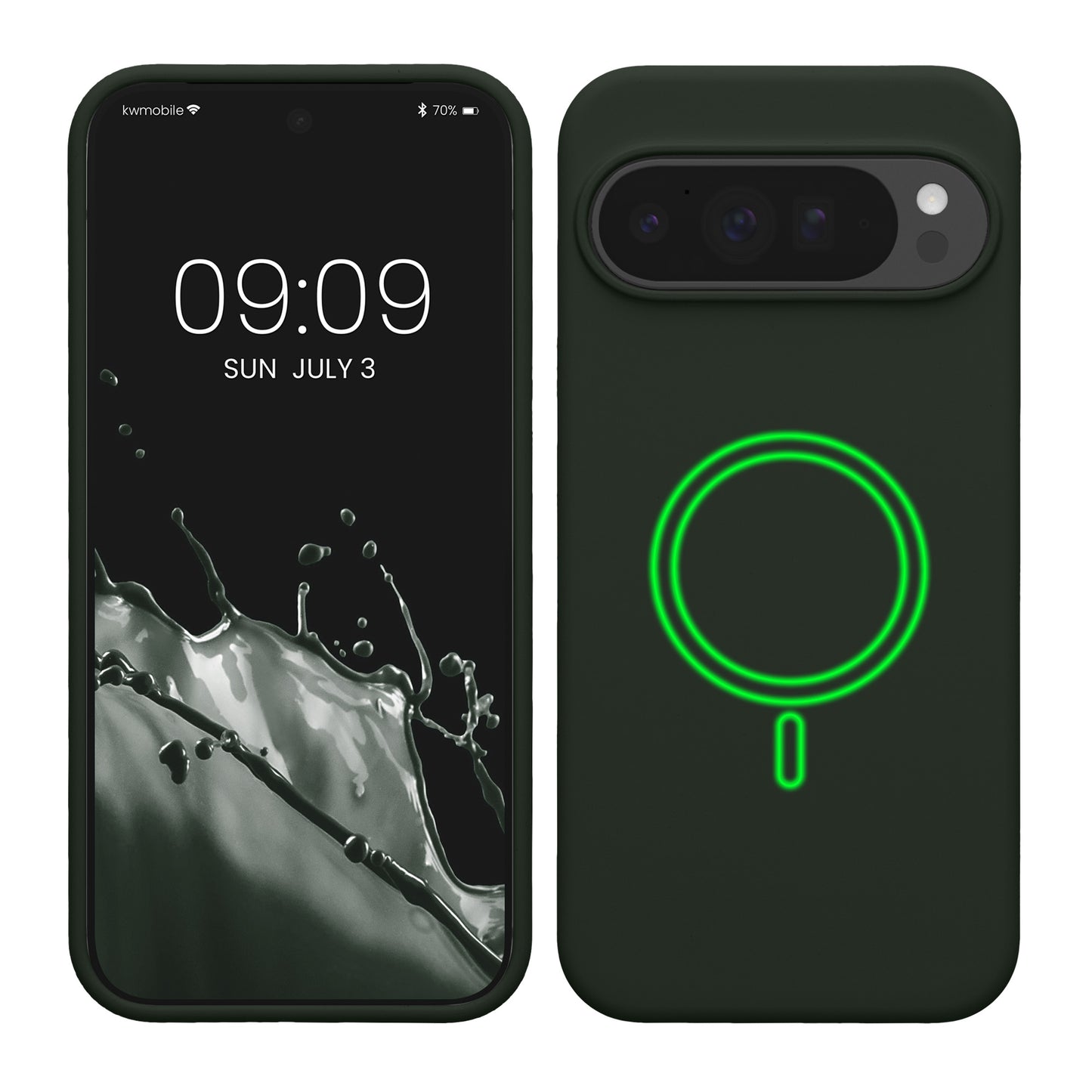 kwmobile Hülle kompatibel mit Google Pixel 10 Pro XL Hülle - magnetisches Silikon Case kompatibel mit MagSafe - Cover gummiert Dunkelgrün Dunkelgrün  