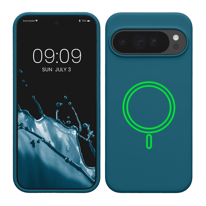 kwmobile Hülle kompatibel mit Google Pixel 10 Pro XL Hülle - magnetisches Silikon Case kompatibel mit MagSafe - Cover gummiert Petrol matt Petrol matt  