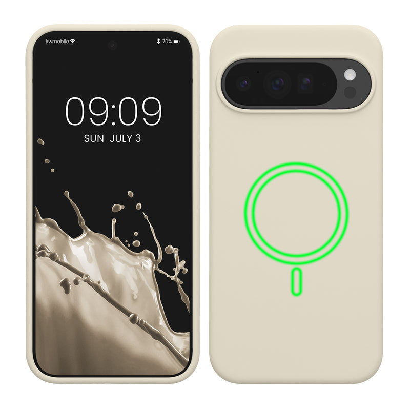 kwmobile Hülle kompatibel mit Google Pixel 10 Pro XL Hülle - magnetisches Silikon Case kompatibel mit MagSafe - Cover gummiert Creme matt Creme matt  