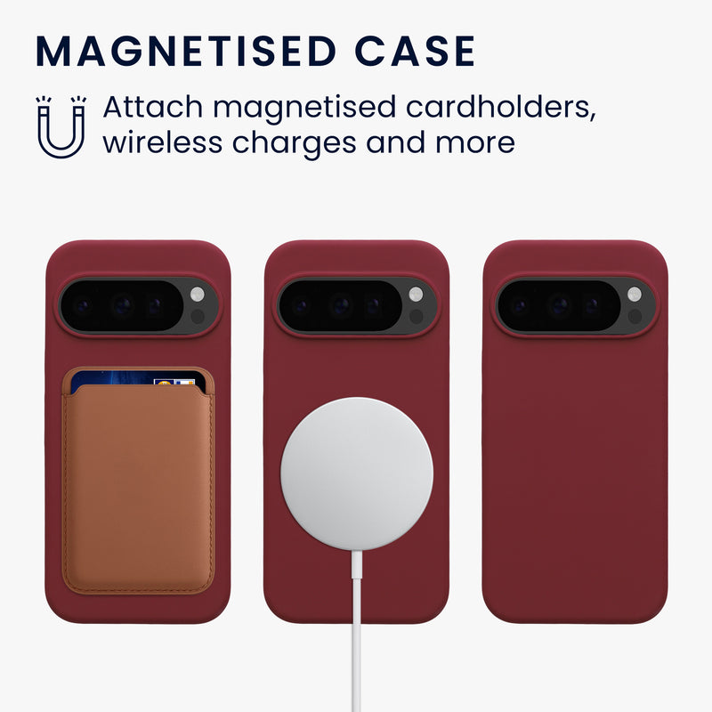 kwmobile Case Compatible with Google Pixel 10 / Pixel 10 Pro Case - Magnetic Silicone Case Compatible with MagSafe - Rubberized Cover